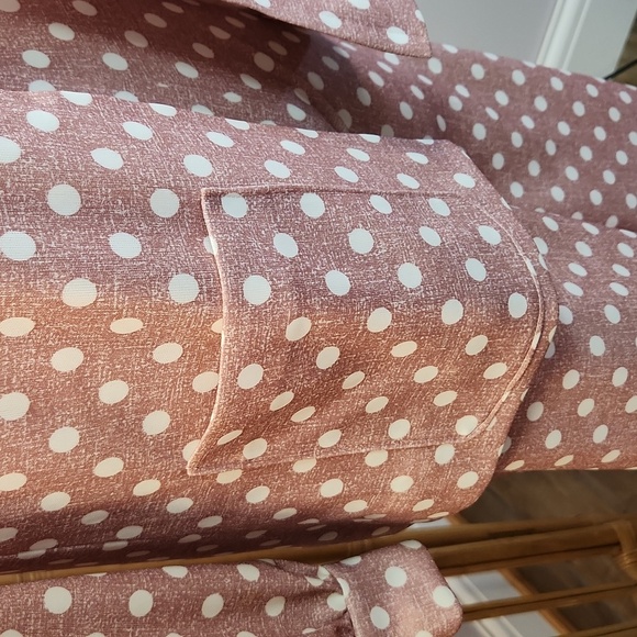 Vintage handmade pant set mauve and white polka dots dagger collar - Picture 6 of 13